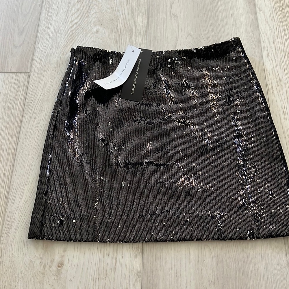 French Connection Black Sequin Mini Skirt